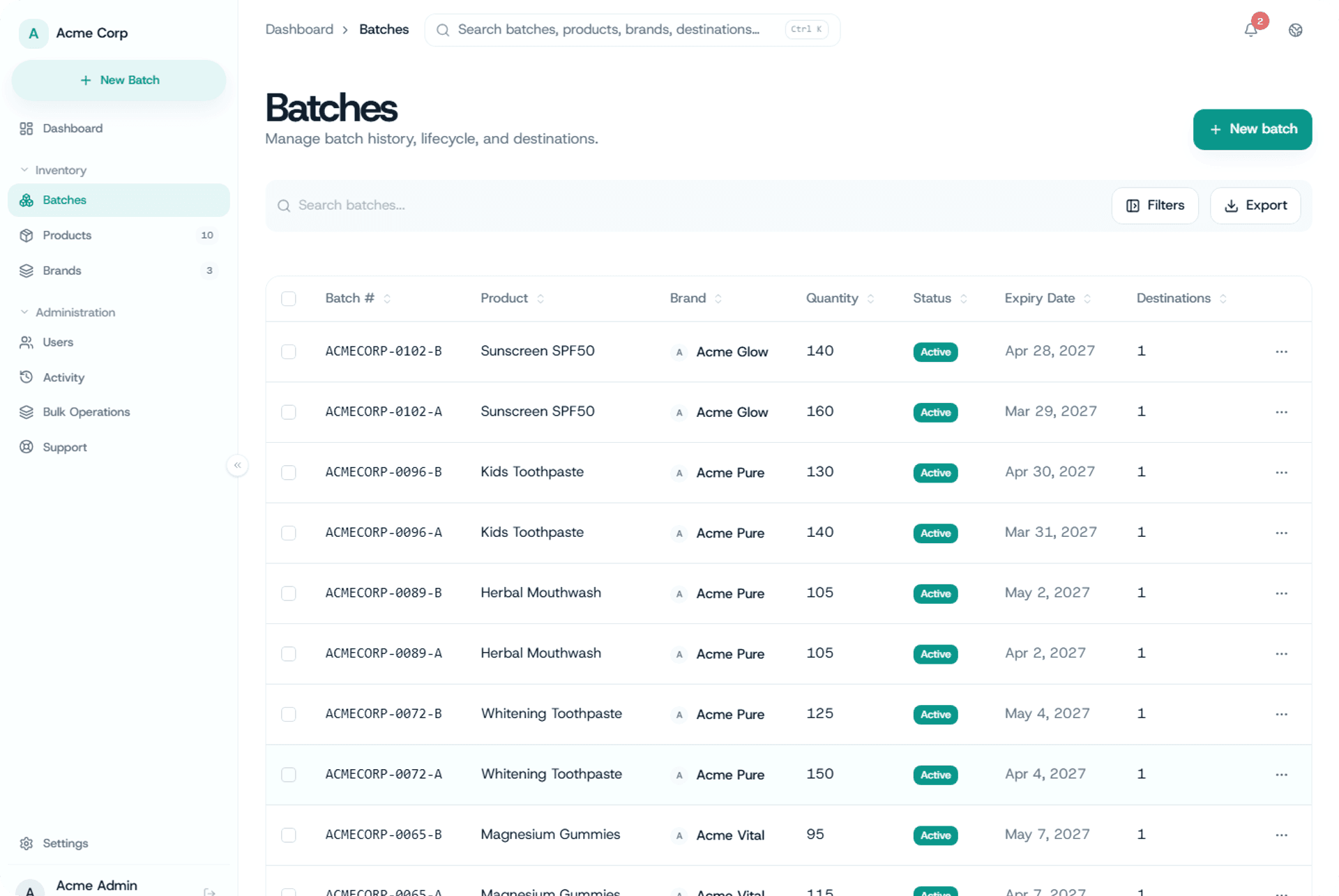 Masbatch dashboard preview